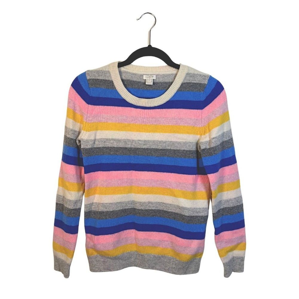 J.Crew Womens Multi Color Striped Lambswool Blend Crewneck Sweater S F7810 HO 16